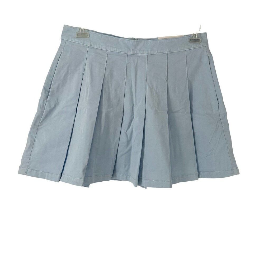 American Eagle Pleated Mini Skirt Super Hi Rise Super Stretch Light Blue Size 12